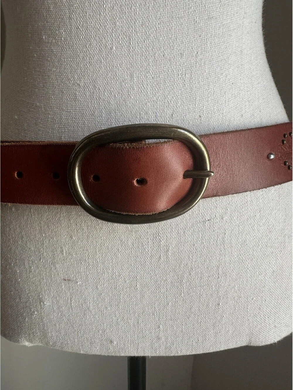 Lucky Brand Brown Genuine Leather Studded Floral Embossed Belt - Size Medium